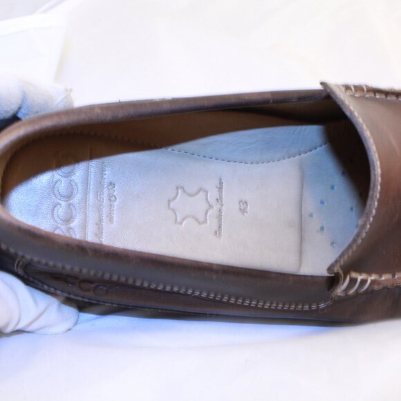 ECCO Size 43 (US 9-9.5) Brown Leather Classic Comfort Slip On Moc Toe Loafers main image 8
